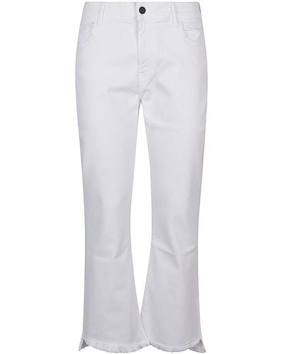 Liviana Conti Jeans Cropped A Zampa In Denim - Bianco