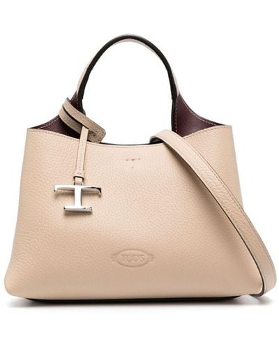 Tod's T Timeless Micro Leather Handbag - Natural