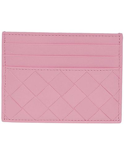 Bottega Veneta Intrecciato Leather Credit Card Case - Pink