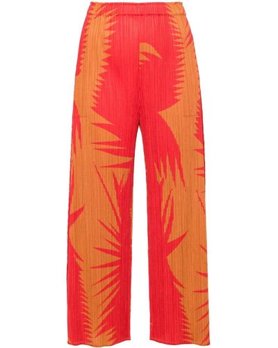 Pleats Please Issey Miyake Piquant Cropped Pants - Red