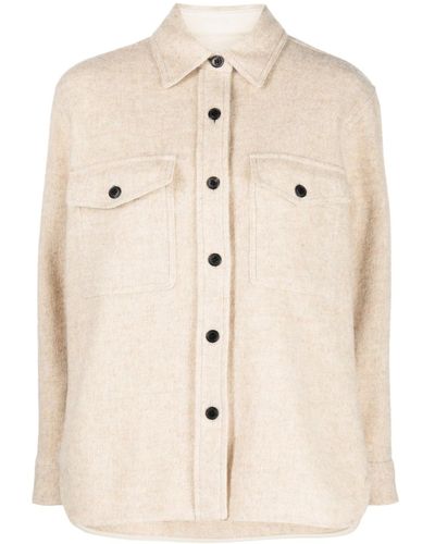 Isabel Marant Button-up Flannel Shirt Jacket - Natural