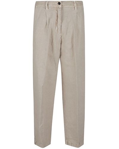 White Sand Cotton Blend Linen Pants - Gray