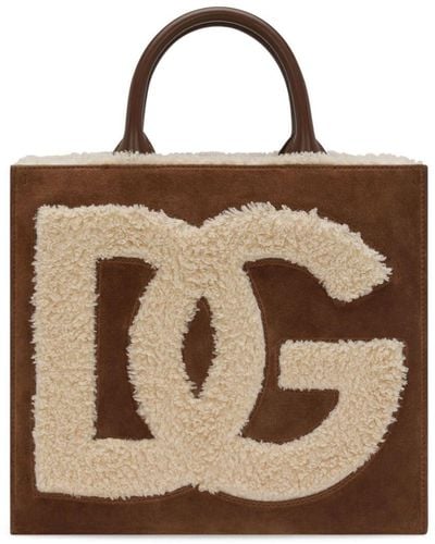Dolce & Gabbana Dg Daily Small Suede Tote Bag - Brown