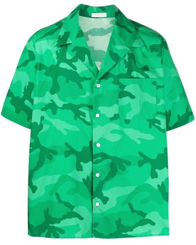 Valentino Garavani Camouflage Print Short-sleeve Shirt - Green