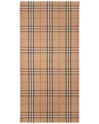 Burberry Giant Check Wool Scarf - Natural
