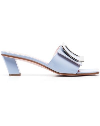 Roger Vivier Love Patent Leather Mules - White