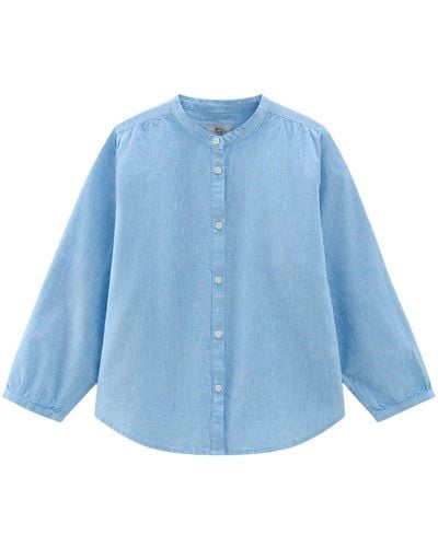 Woolrich Cotton And Linen Blend Shirt - Blue