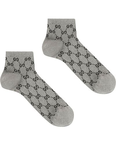 Gucci GG Intarsia Lurex Socks - Grey