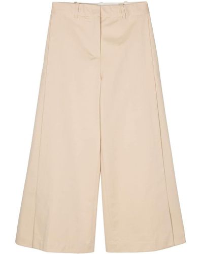 Semicouture Wide-leg Cotton Trousers - Natural