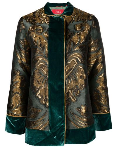 F.R.S For Restless Sleepers Patterned-jacquard Velour Jacket - Green