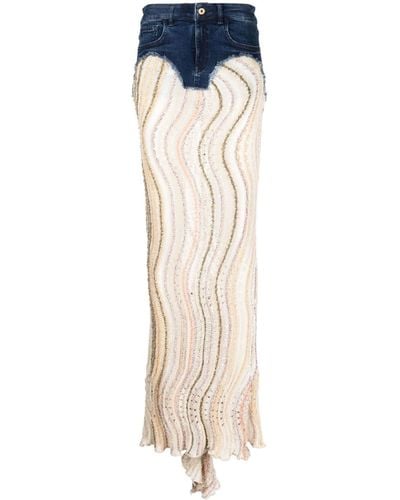 VITELLI Knitted-panel Maxi Skirt - Blue