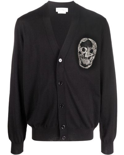 Alexander McQueen Skull Embroidered Cardigan - Black