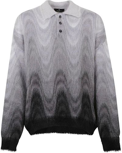 Etro Wool Blend Polo Shirt - Grey