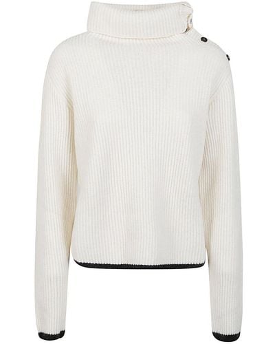 Liviana Conti Wool Blend Turtleneck Sweater - White