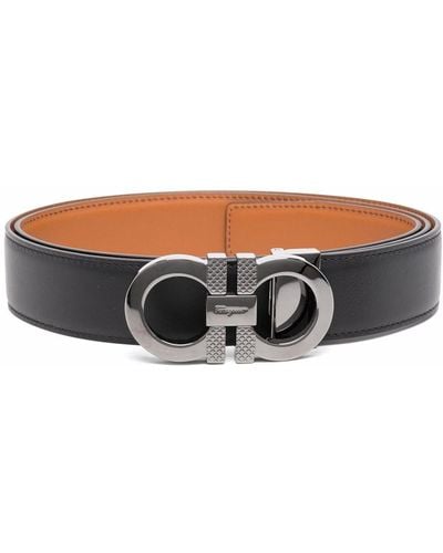 Ferragamo Gancini Leather Reversible Beltgancini Leather Reversible Belt - Brown