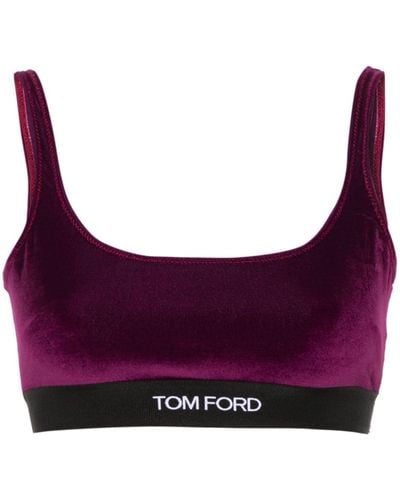 Tom Ford Logo Velvet Bralette - Purple