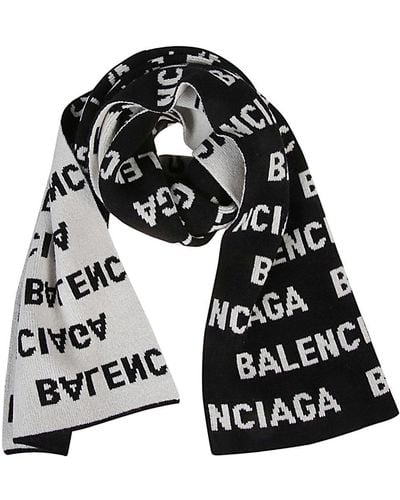 Balenciaga Scarf With Logo - Black