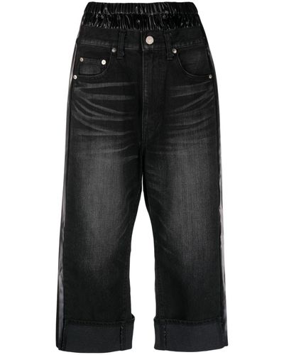 Junya Watanabe X Levis Pleated-edge Cropped Wide-leg Jeans - Black