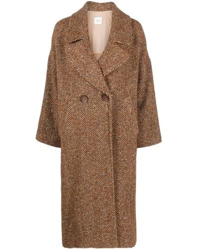 Alysi Wool Doulbe-breasted Coat - Brown
