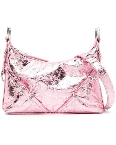 Givenchy Voyou Mini Laminated Leather Shoulder Bag - Pink