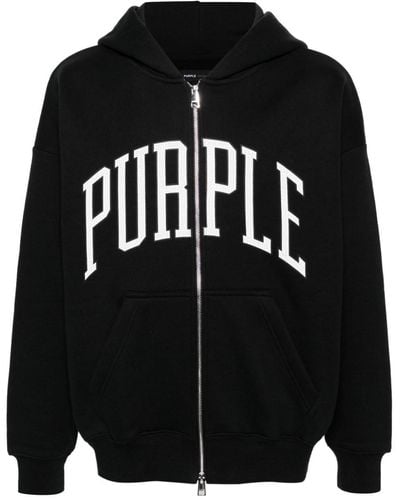 Purple Brand Collegiate Zip-up Hoodie - Black