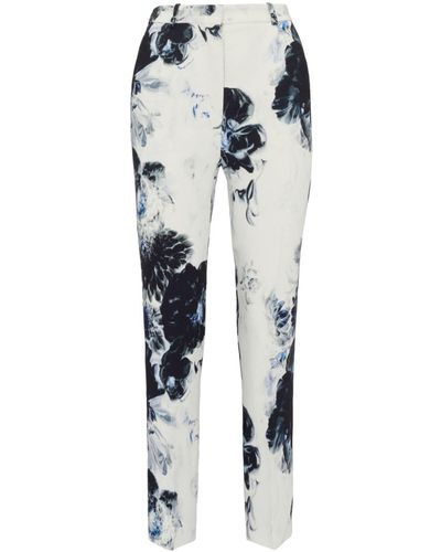 Alexander McQueen Printed Cady Trousers - Blue