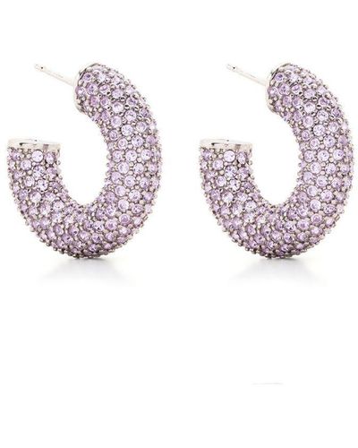 AMINA MUADDI Cameron Crystal Hoop Earrings - Pink