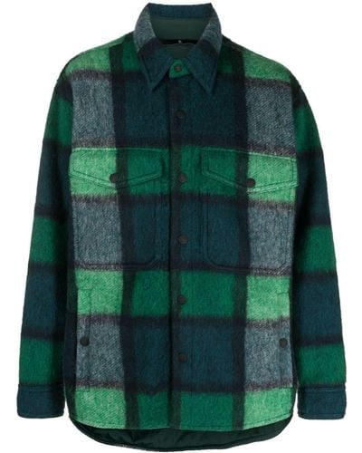 3 MONCLER GRENOBLE Check-pattern Shirt Jacket - Green