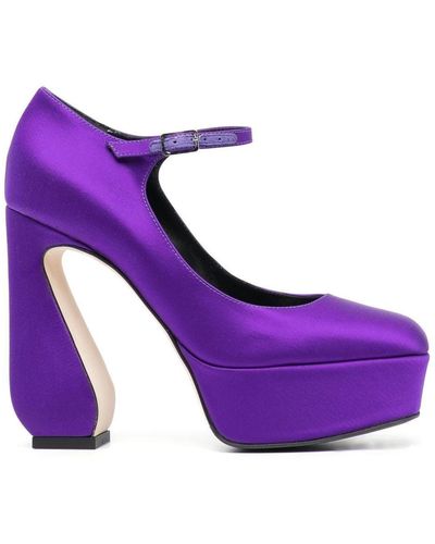 SI ROSSI Crepe Satin Court Shoes - Purple