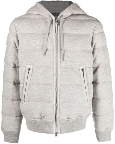 Tom Ford Mélange-effect Cotton Hooded Jacket - Grey