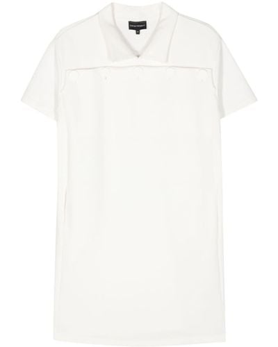 Emporio Armani Decorative-button Jersey Mini Dress - White