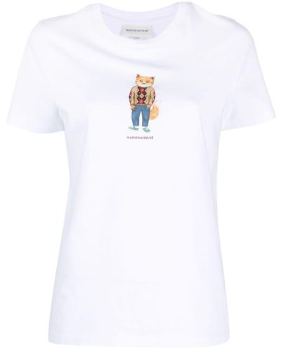 Maison Kitsuné Logo-print Cotton T-shirt - White