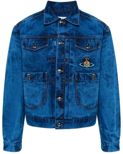 Vivienne Westwood Orb-logo-embroidery Denim Jacket - Blue