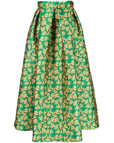 ALESSANDRO ENRIQUEZ Banana-print Skirt - Green