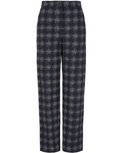 Emporio Armani High-Waisted Cotton Trousers - Blue