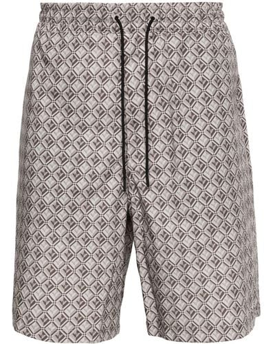 Emporio Armani Logo Pattern-print Poplin Shorts - Grey