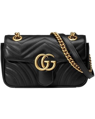 Gucci GG Marmont Mini Matelasse Leather Shoulder Bag - Black