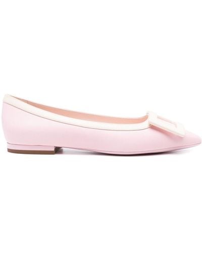 Roger Vivier Gommettine Leather Ballet Flats - Pink