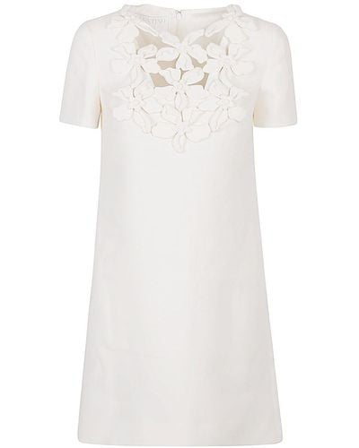Valentino Embroidered Silk Dress - White