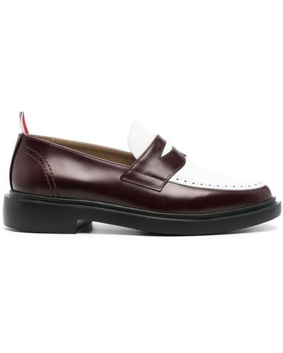 Thom Browne Paneled Leather Loafers - Brown