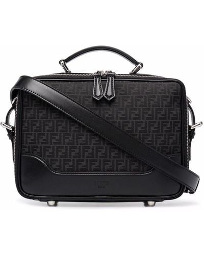 Fendi Leather Monogram-pattern Bag - Black