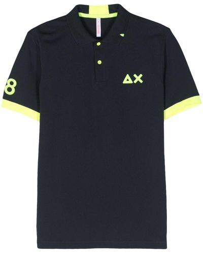 Sun 68 Ax Piqué Polo Shirt - Blue