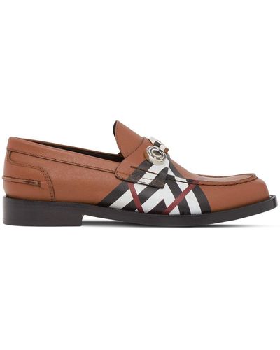 Burberry Logo-detail Leather Loafers - Brown
