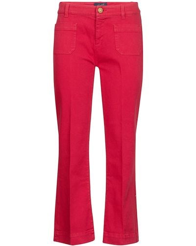 The Seafarer Cropped Flare Pants - Red