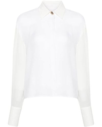 Genny Straight-collar Silk Shirt - White