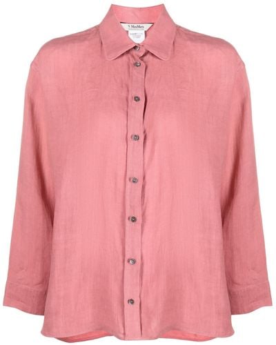 Max Mara Long-sleeve Linen Shirt - Pink