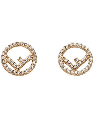 Fendi Embellished Logo Earrings - White