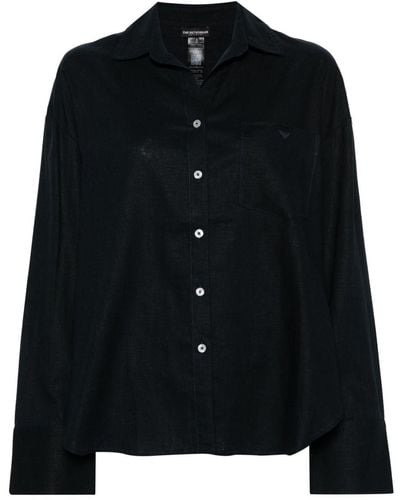 Emporio Armani Camp-collar Buttoned Shirt - Black