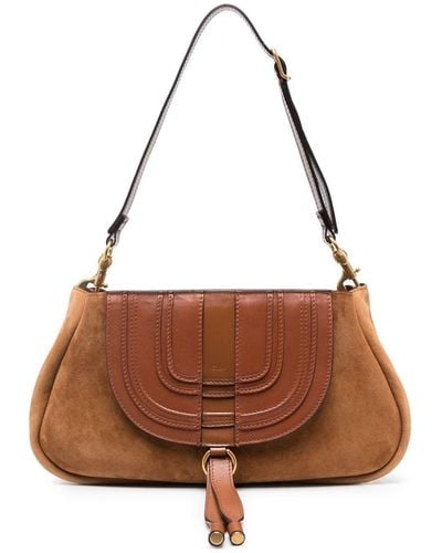 Chloé Crazy Marcie Small Leather And Suede Shoulder Bag - Brown