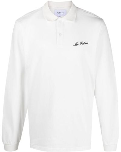 Palmes Logo Organic Cotton Polo Shirt - White